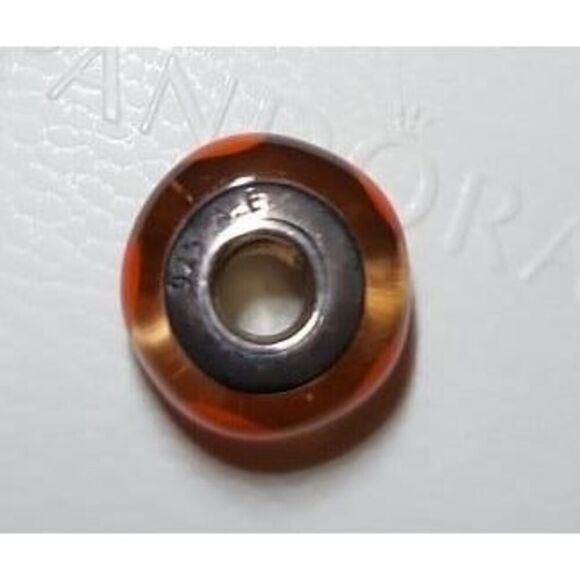 Pandora Bead Orange with Hearts - Picture 2 of 3